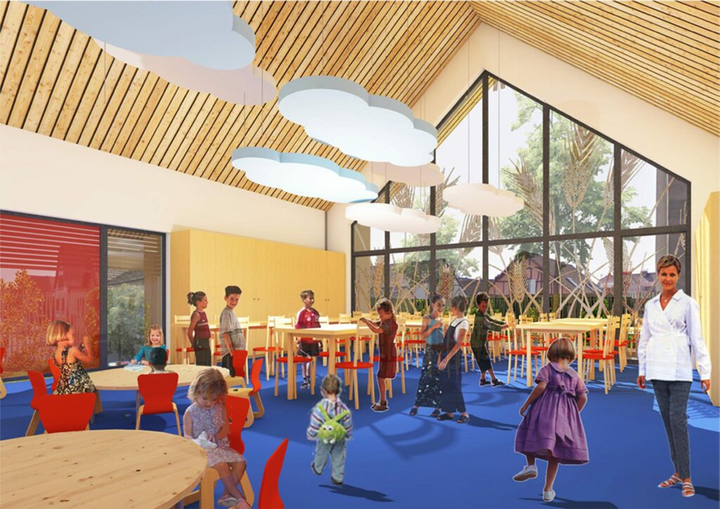 Architecte Alsace Guebwiller Wagner perspectives agence architecture construction rénovation extension réhabilitation agencement urbanisme BBC RE2020 biosourcé périscolaire concours école enfants groupe scolaire