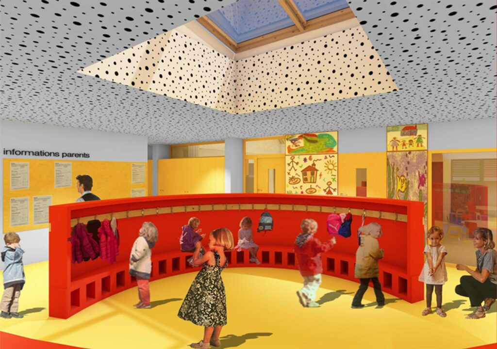 Architecte Alsace Guebwiller Wagner perspectives agence architecture construction rénovation extension réhabilitation agencement urbanisme BBC RE2020 biosourcé périscolaire concours école enfants groupe scolaire